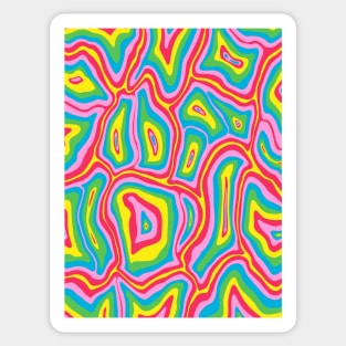 Abstract Retro Liquid Marble Swirl, Red Pink Blue Green Yellow Sticker